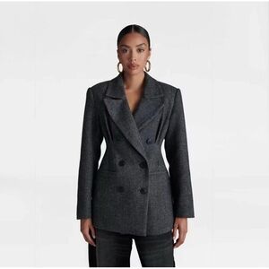 Double-Breasted Gray Blazer Jacket